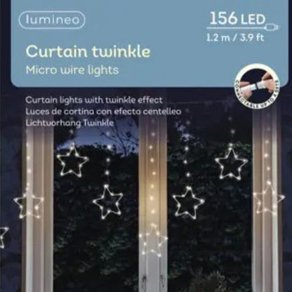 Tenda Luci di Natale con Stelle 156 MicroLED Bianco Caldo / argento 1,2mt - 493312