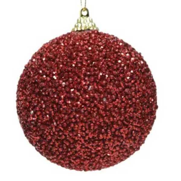 Pallina Rossa con Glitter 8 cm