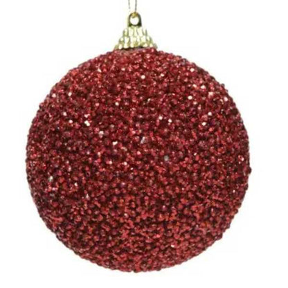 Pallina Rossa con Glitter 8 cm