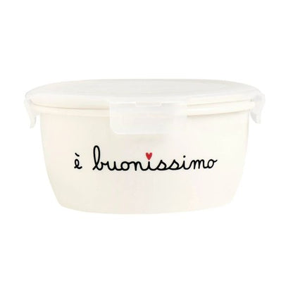 Contenitore rotondo Scritta: è buonissimo  L -  d14,8x6,6 cm
