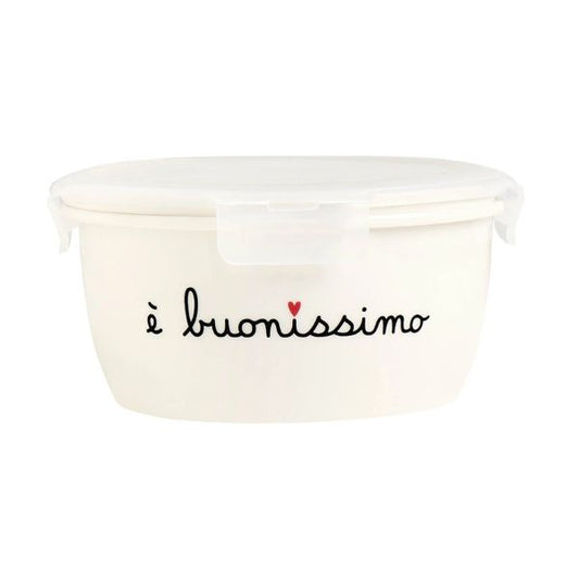 Contenitore rotondo Scritta: è buonissimo  L -  d14,8x6,6 cm