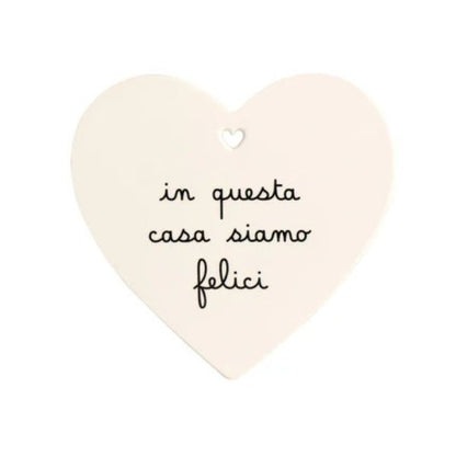 Sottopentola cuore - Scritta: In questa casa siamo felici