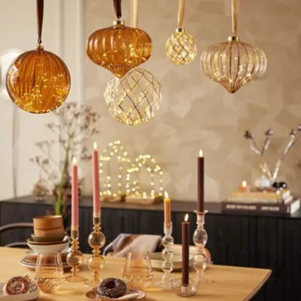 Sfera in vetro luminosa 20cm 40 LED  Bianco Caldo  - 487582