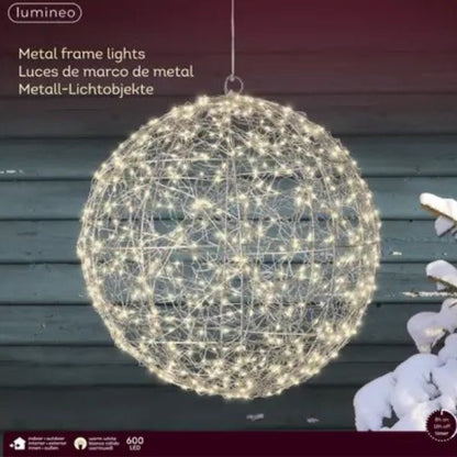 Sfera luminosa argento 38 cm 600 MicroLED  Bianco Caldo  - 491588