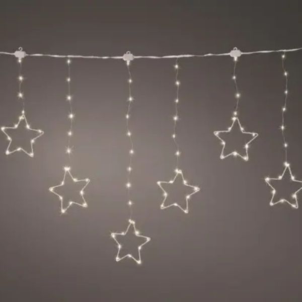 Tenda Luci di Natale con Stelle 156 MicroLED Bianco Caldo / argento 1,2mt - 493312