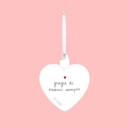 Pallina di Natale forma cuore - Grazie di esserci sempre 11 cm