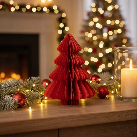 Albero di Natale Rosso in carta - H 20 cm