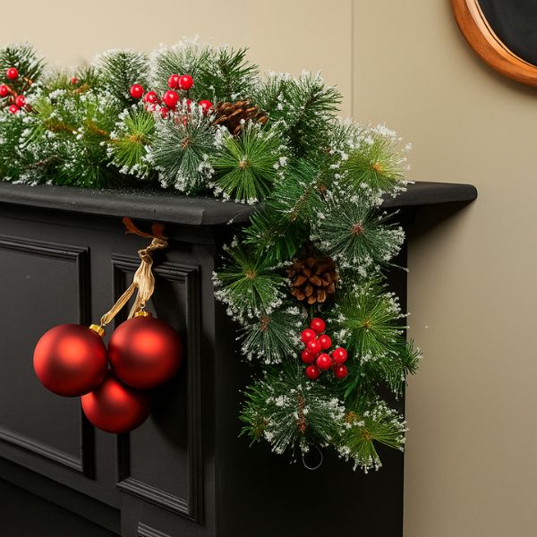 Festone di Natale Ipswich innevato - 270 cm – Ø 30 cm