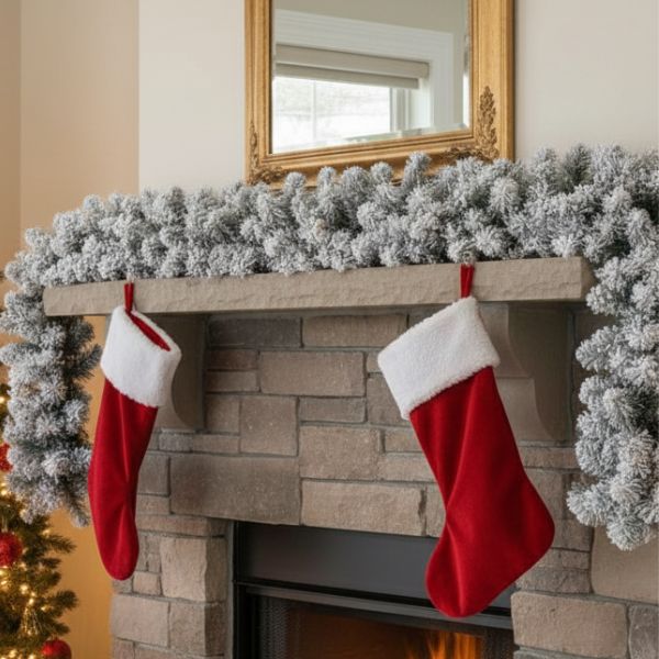 Festone di Natale Pino Innevato 270 cm  Ø 30 cm 200 tips