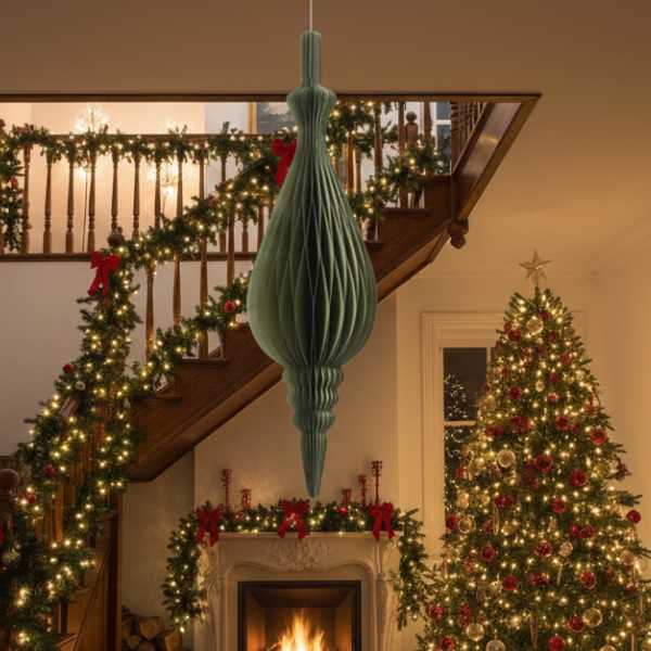 Pendente Verde in carta - H 80 cm