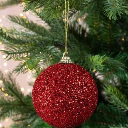 Set 4 Palline Rosse Glitter 8 cm