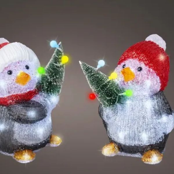 Pinguini Luminosi da esterno 24 LED  H26 cm - 491273
