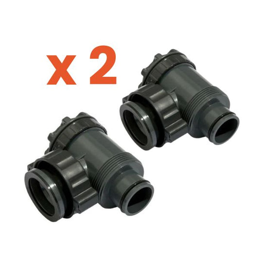 Set 2 valvole di connessione plunger Ø 38 mm per piscina fuori terra