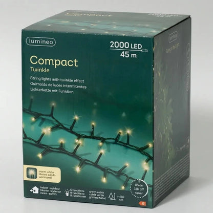 Luci di Natale 2000 LED Bianco Caldo 45 mt