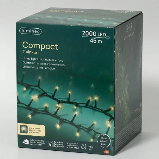 Luci di Natale 2000 LED Bianco Caldo 45 mt