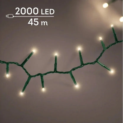 Luci di Natale 2000 LED Bianco Caldo 45 mt