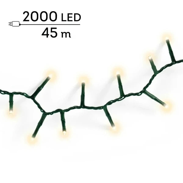 Luci di Natale 2000 LED Bianco Caldo 45 mt