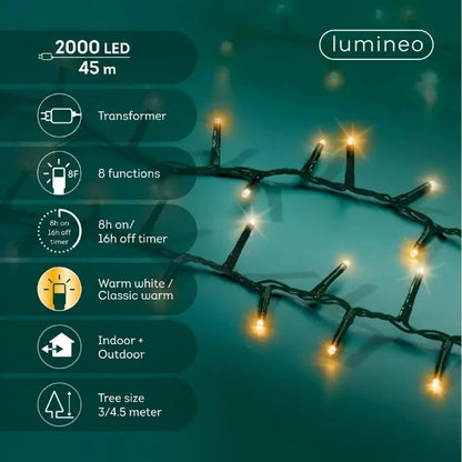 Luci di Natale 2000 LED Soft Gold e Bianco caldo compatto 45 mt