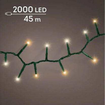 Luci di Natale 2000 LED Soft Gold e Bianco caldo compatto 45 mt