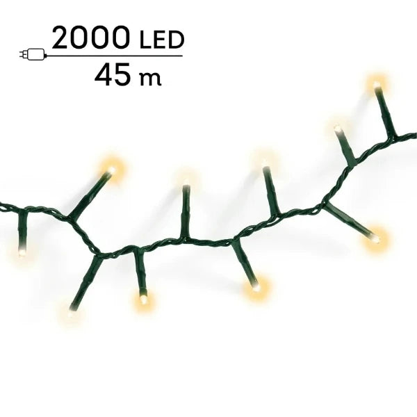 Luci di Natale 2000 LED Soft Gold e Bianco caldo compatto 45 mt