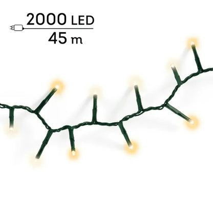 Luci di Natale 2000 LED Soft Gold e Bianco caldo compatto 45 mt
