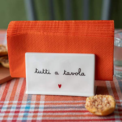 Portatovaglioli - Scritta: Tutti a tavola