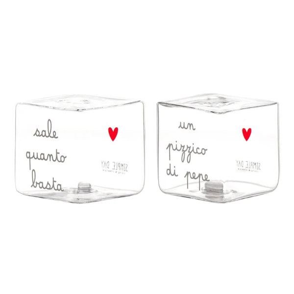 Set Sale e pepe Scritta in vetro: Sale quanto basta & Un pizzico di pepe