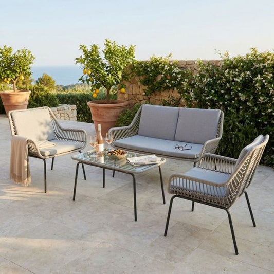 Salotto Mombasa: divano due posti + 2 poltrone + tavolino