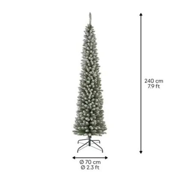 Albero di Natale Pencil Innevato Slim 240 cm