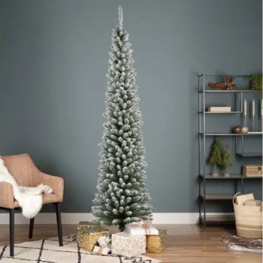 Albero di Natale Pencil Innevato Slim 210 cm