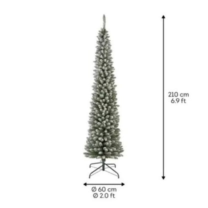 Albero di Natale Pencil Innevato Slim 210 cm