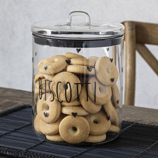 Barattolo - Scritta: Biscotti cuori Ø15