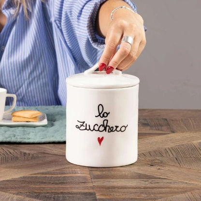 Barattolo in gres- Scritta: Lo zucchero