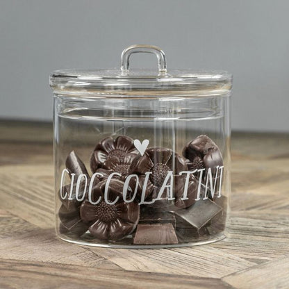 Barattolo in vetro -  Scritta: Cioccolatini