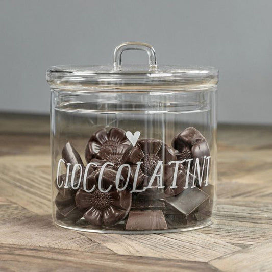 Barattolo in vetro -  Scritta: Cioccolatini