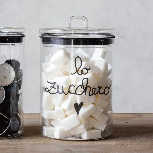Barattolo in vetro - Scritta: Lo zucchero Ø15cm