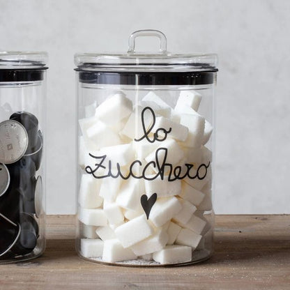 Barattolo in vetro - Scritta: Lo zucchero Ø15cm