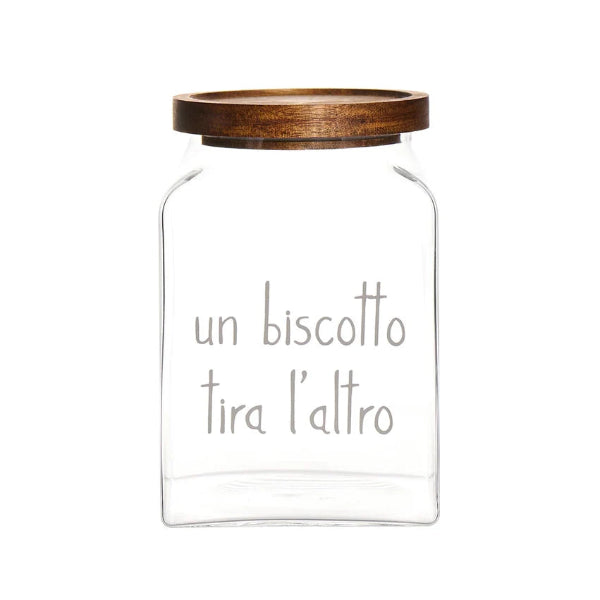 Barattolo in vetro - Scritta:  Un biscotto tira l'altro