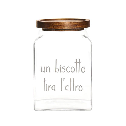 Barattolo in vetro - Scritta:  Un biscotto tira l'altro
