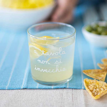 Bicchiere acqua 35 cl - Scritta: A tavola non si invecchia