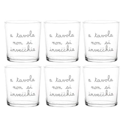 Bicchiere acqua 35 cl - Scritta: A tavola non si invecchia
