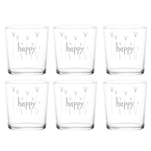Bicchiere acqua 35 cl - Scritta: Happy cuore