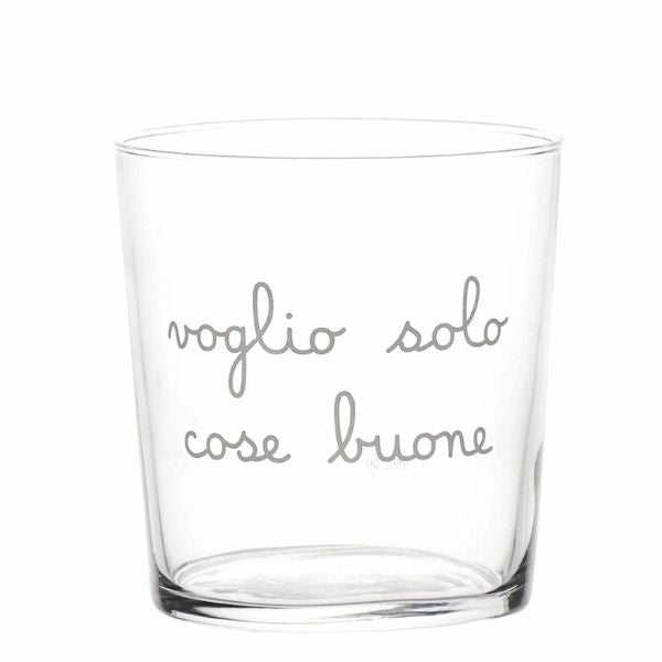 Bicchiere acqua 35 cl - Scritta: Voglio solo cose buone