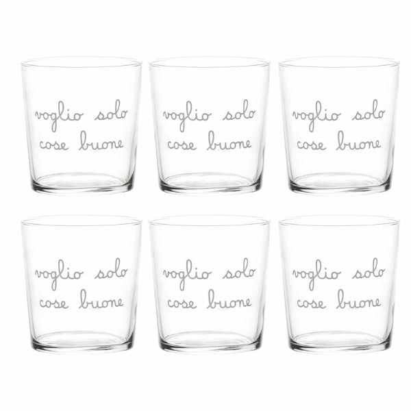 Bicchiere acqua 35 cl - Scritta: Voglio solo cose buone
