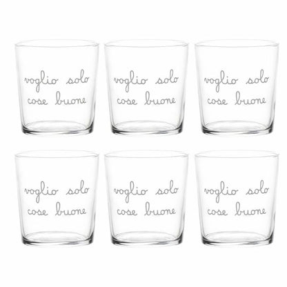Bicchiere acqua 35 cl - Scritta: Voglio solo cose buone