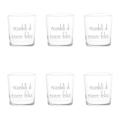 Bicchiere acqua 35 cl - Scritta: Ricordati di essere felice