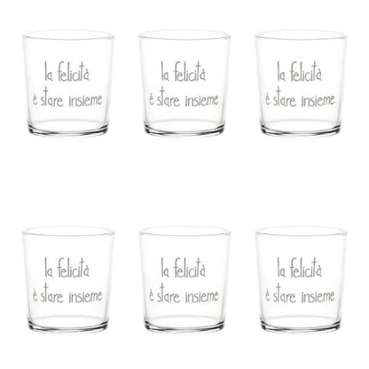 Bicchiere acqua 35 cl - Scritta: La felicità è stare insieme