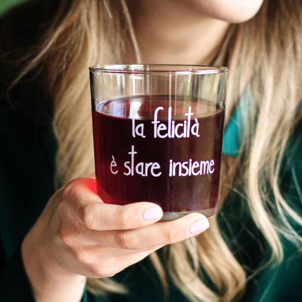 Bicchiere acqua 35 cl - Scritta: La felicità è stare insieme
