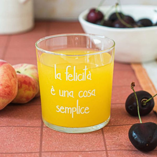 Bicchiere acqua 35 cl - Scritta: La felicità è una cosa semplice