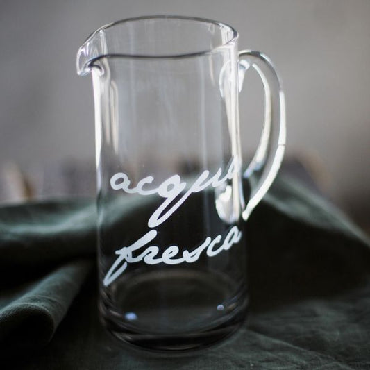 Brocca vetro - Scritta: Acqua Fresca 1,2L